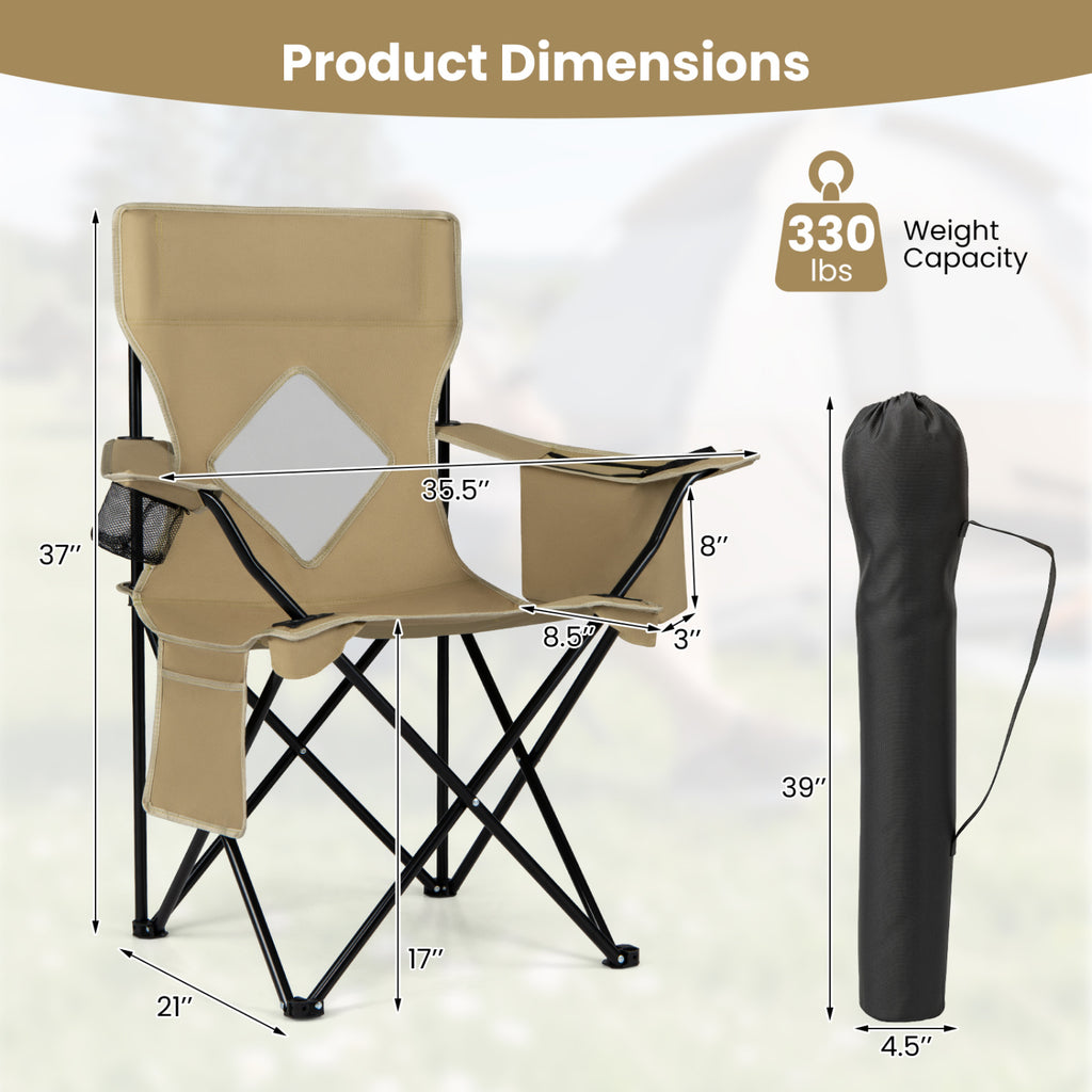 Folding Camping Chair with Mesh Fabric Backrest Solid Metal Frame and