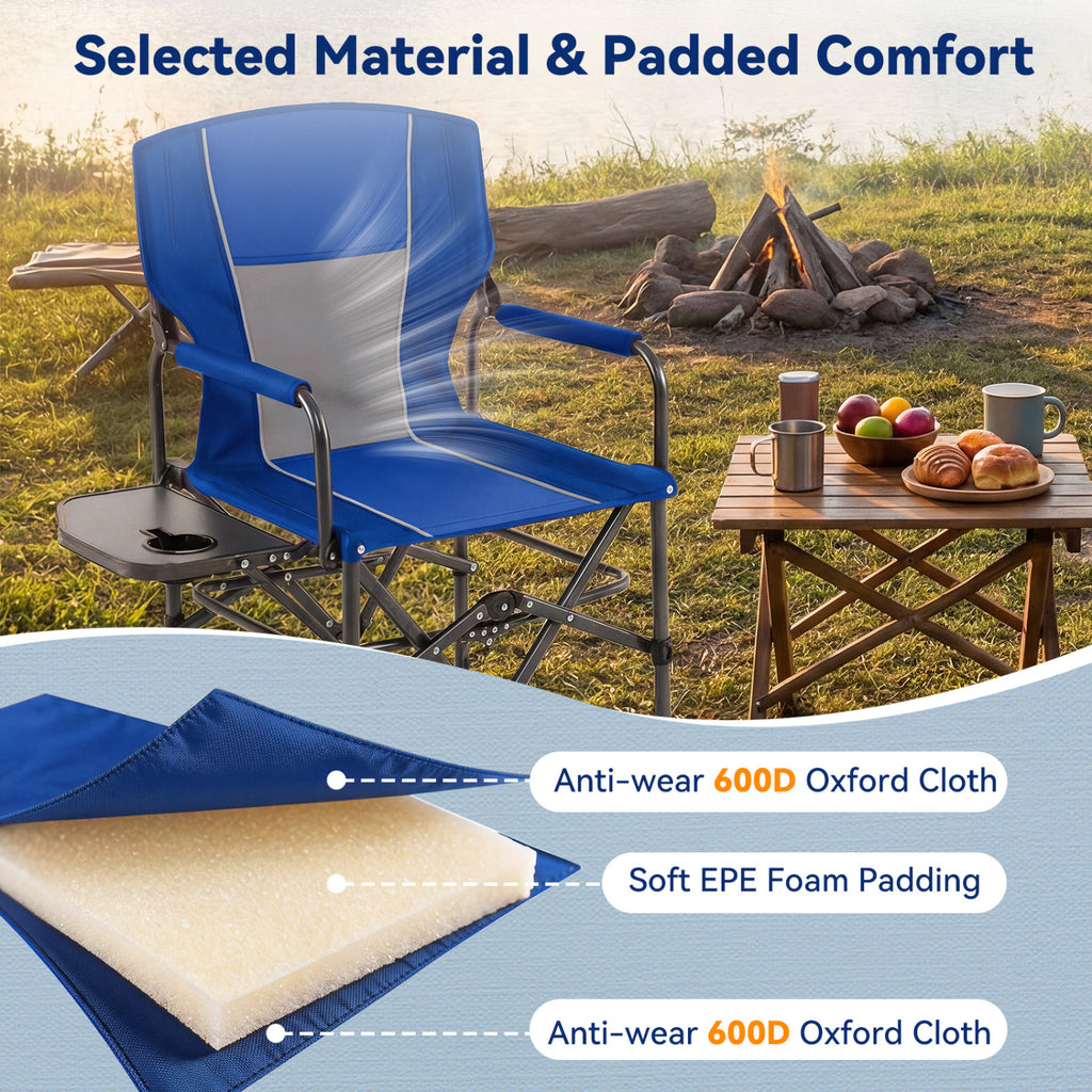 Folding Camping Chair with Side Table and Cup Holder Carrying Bag