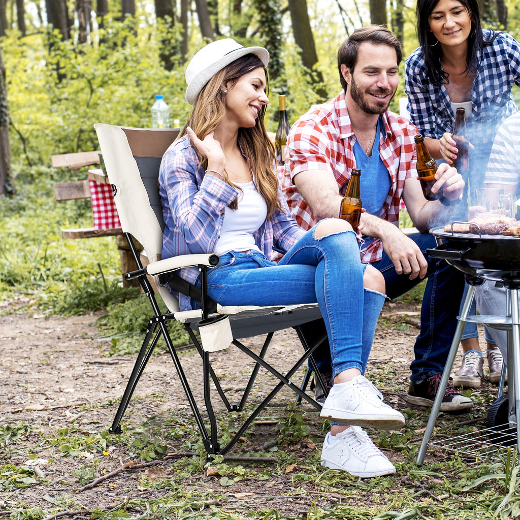 Folding Camping Chair with Cup Holder & Lumbar Pillow