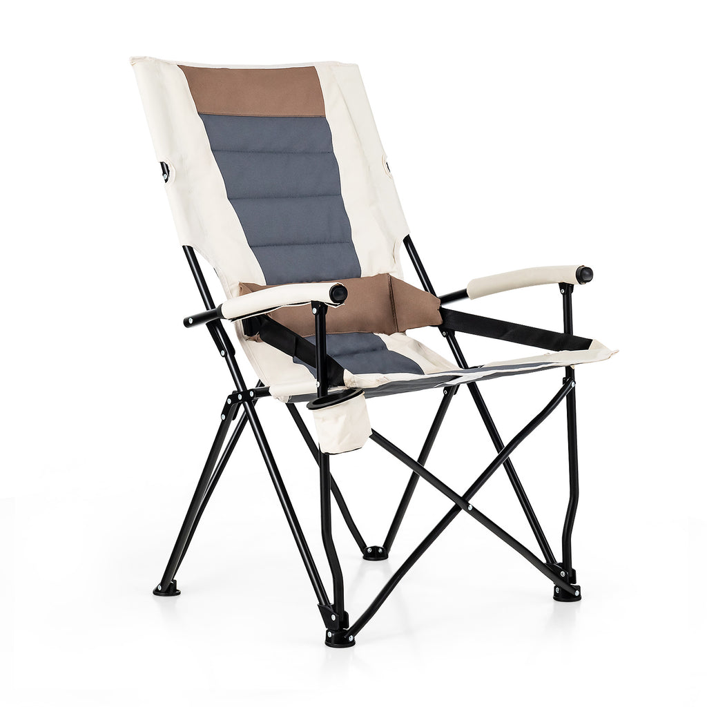 Folding Camping Chair with Cup Holder & Lumbar Pillow