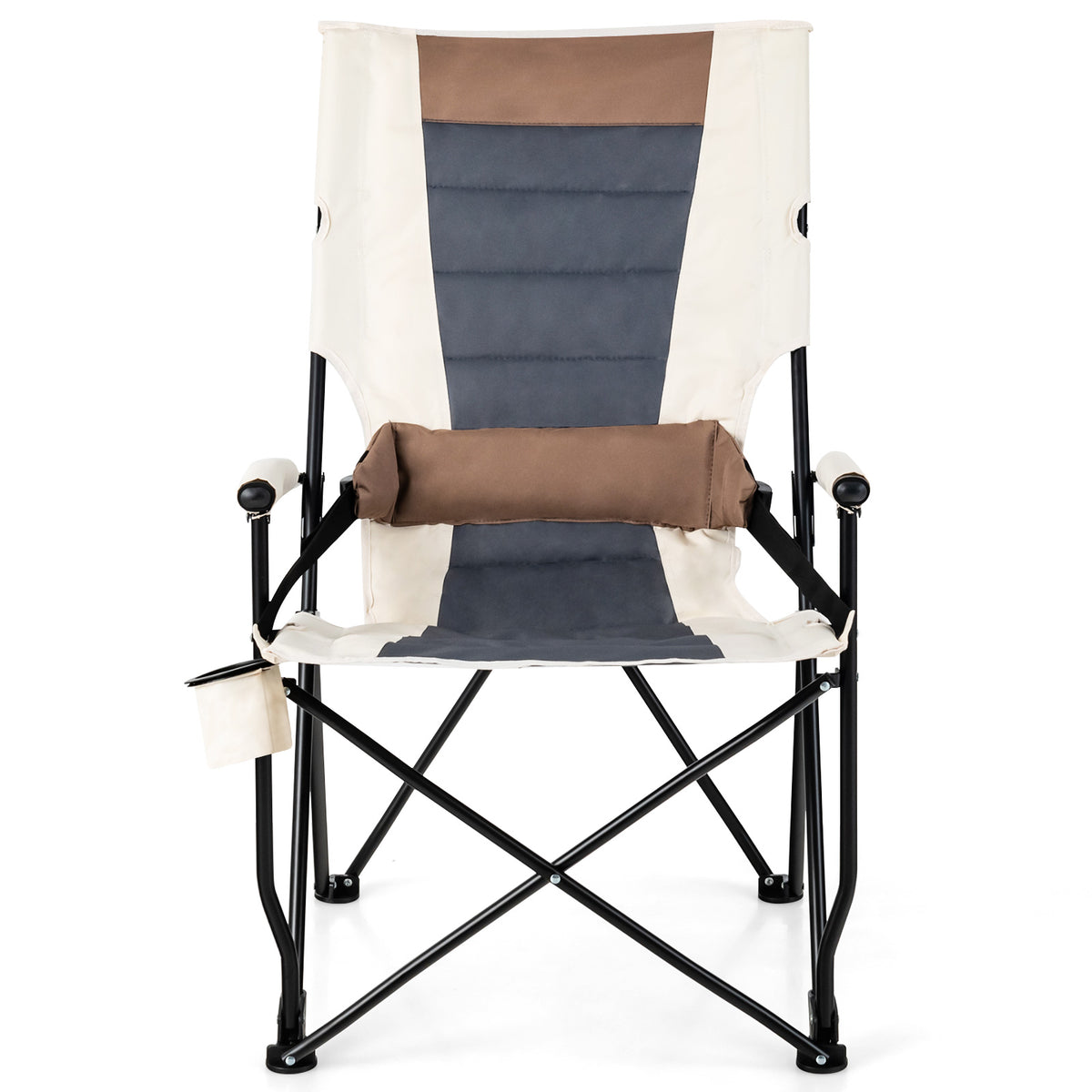 Folding Camping Chair with Cup Holder & Lumbar Pillow