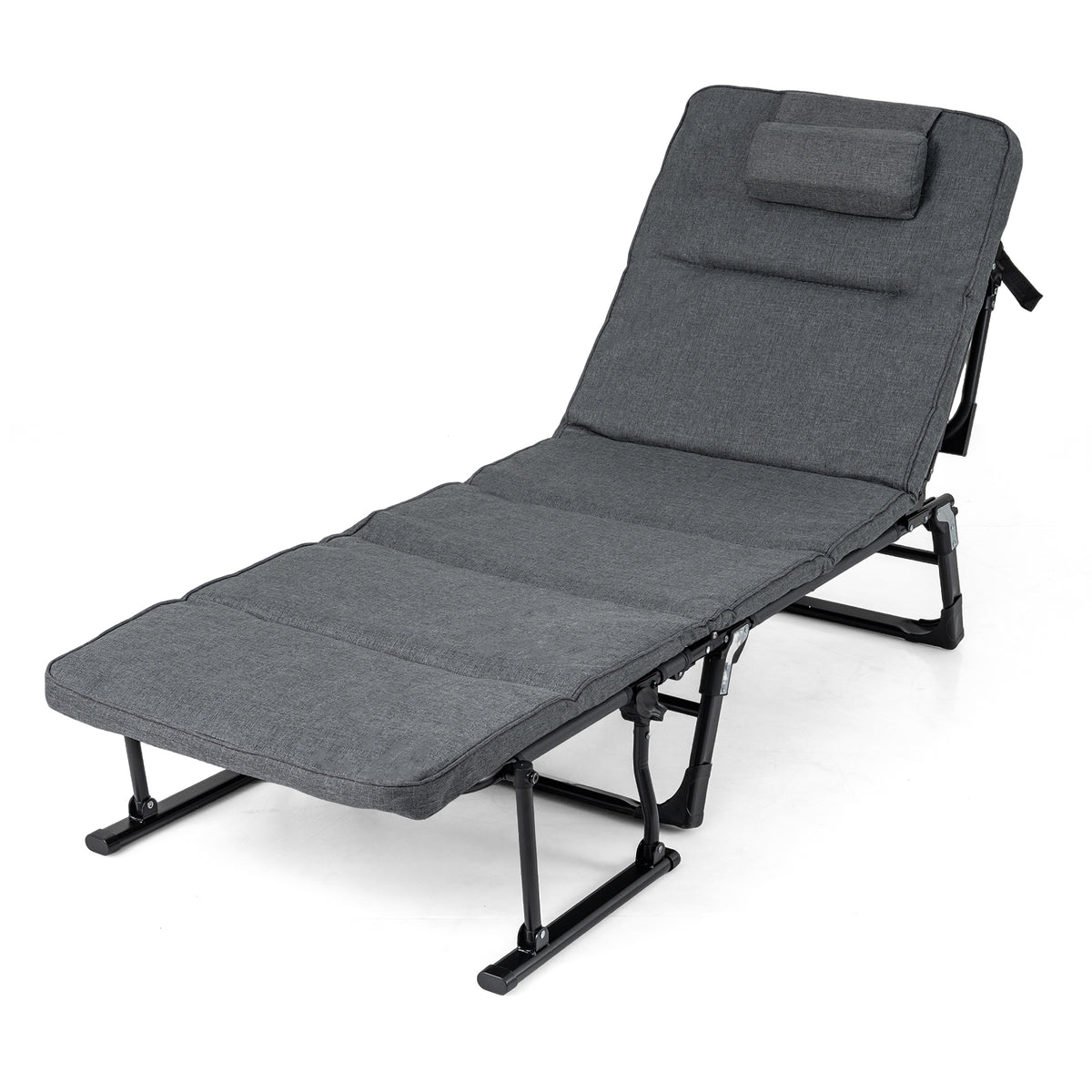 Folding Camping Cot 3-in-1 Convertible Lounge Chair – Gray