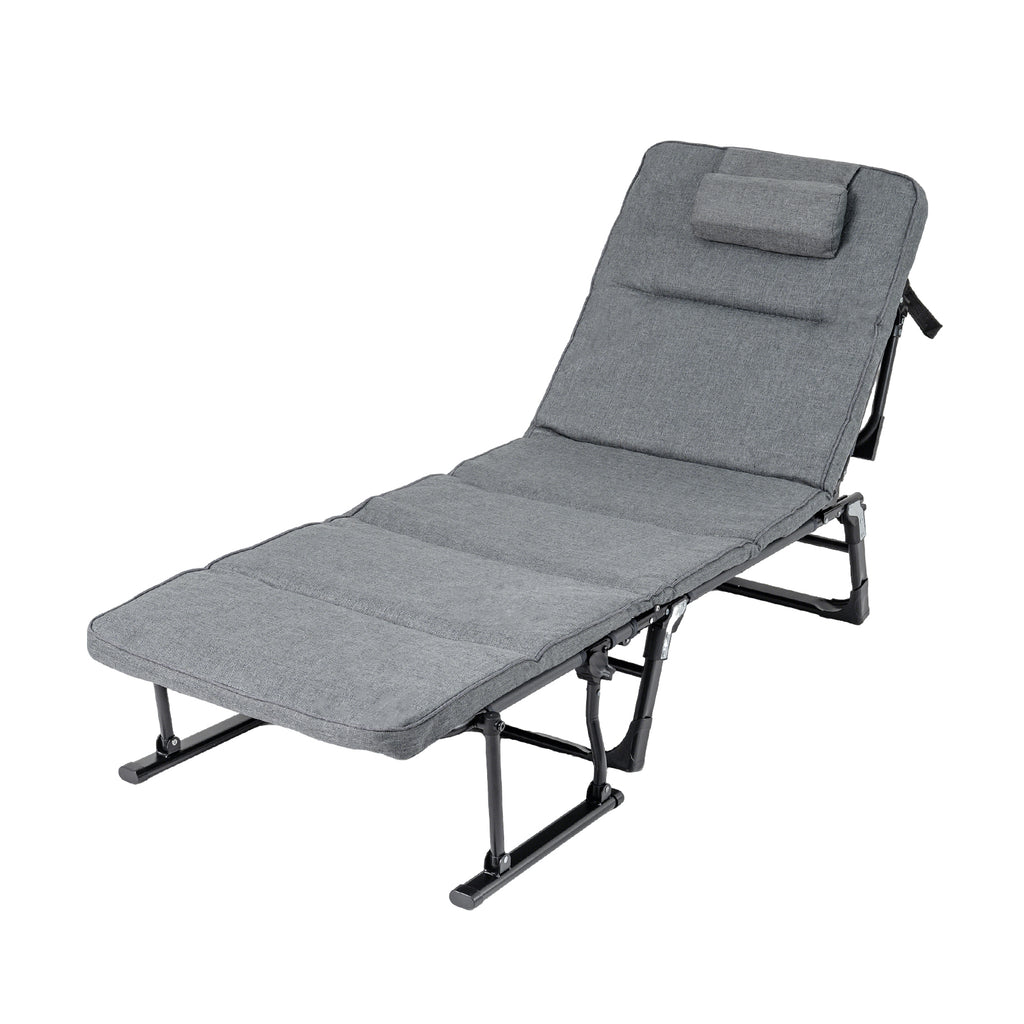 Folding Camping Cot 3-in-1 Convertible Lounge Chair – Gray