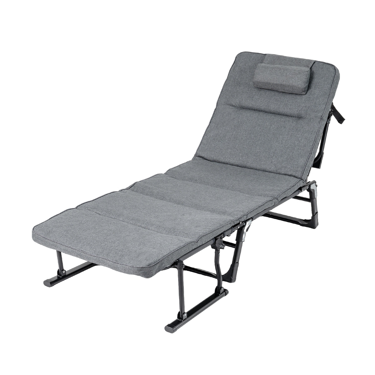 Folding Camping Cot 3-in-1 Convertible Lounge Chair – Gray