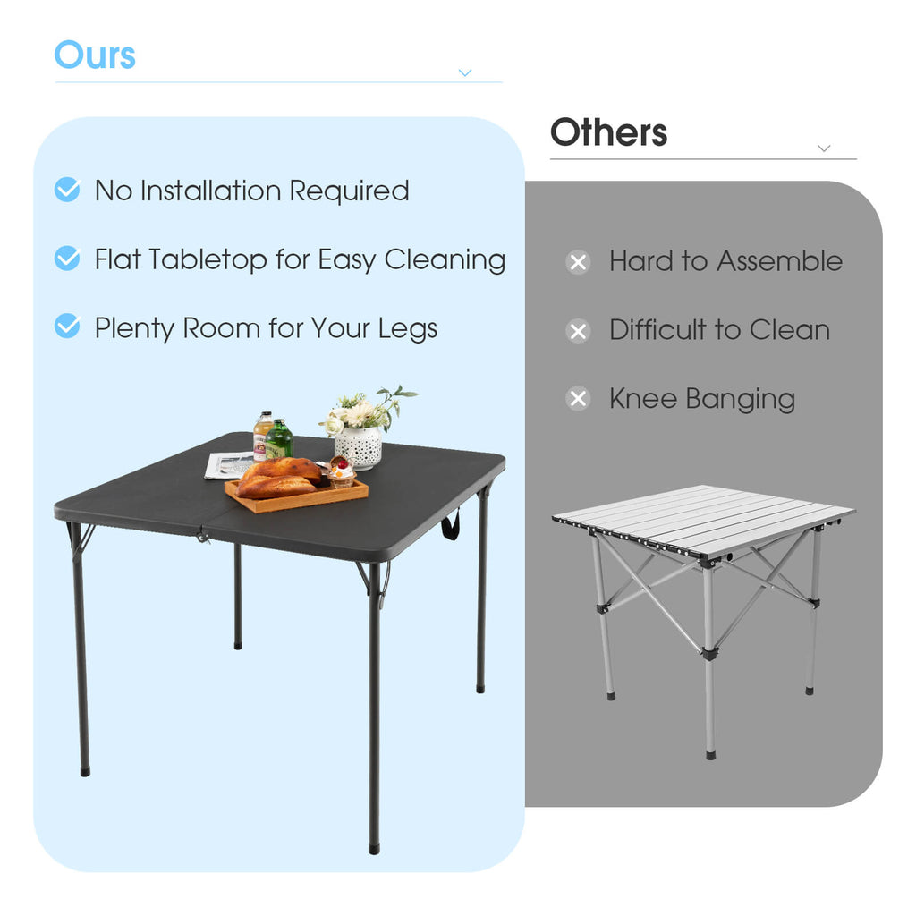 34 Inch Folding Camping Table - Gray