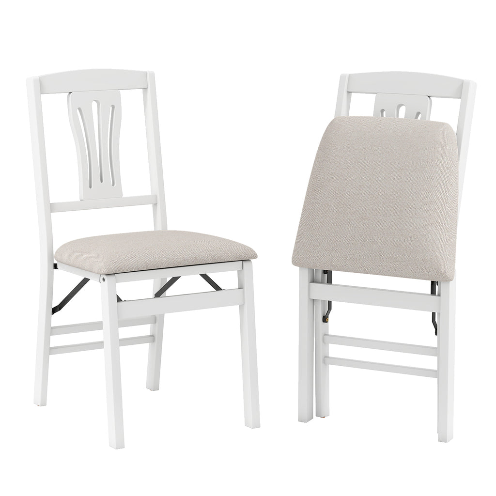 Folding Dining Chairs Set of 4, White with Ergonomic Backrest