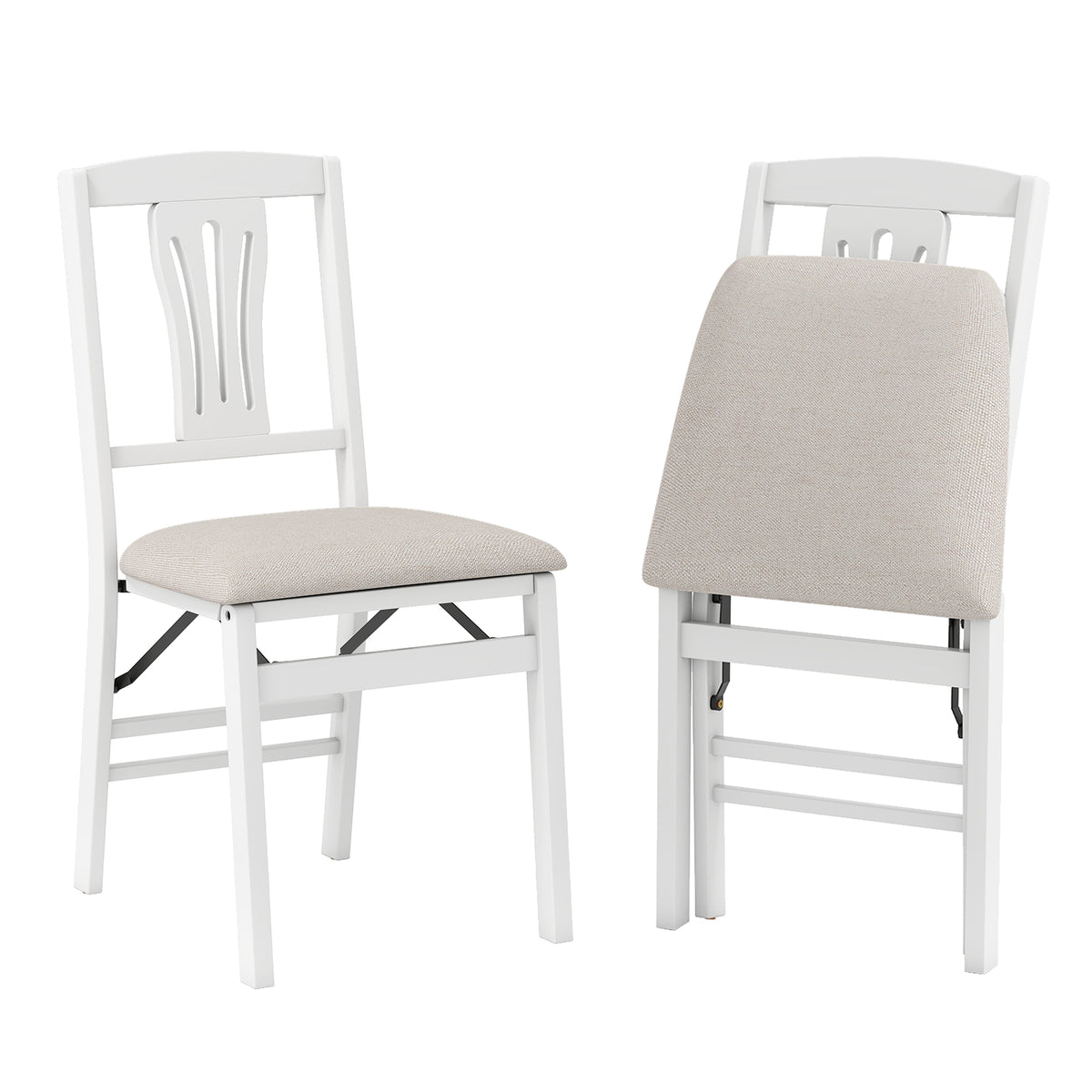 Foldable Dining Chair Set of 2, Gray - Padded Seat & Tilt Backrest