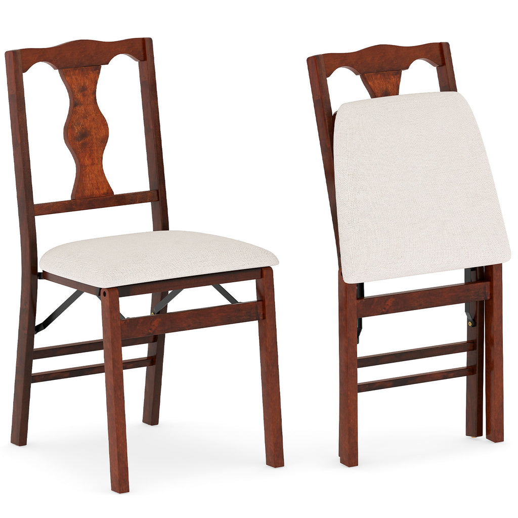 Foldable Dining Chair Set of 2, Gray - Padded Seat & Tilt Backrest