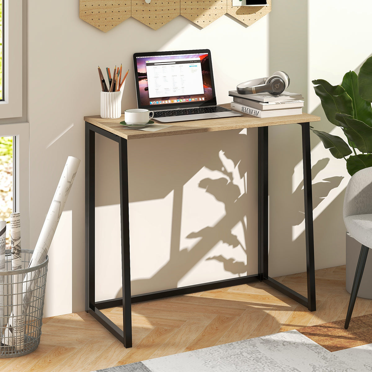 31 Inch Folding Computer Desk for Home Office - Natural