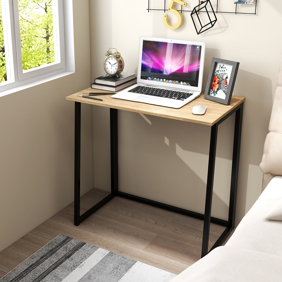 31 Inch Folding Computer Desk for Home Office - Natural