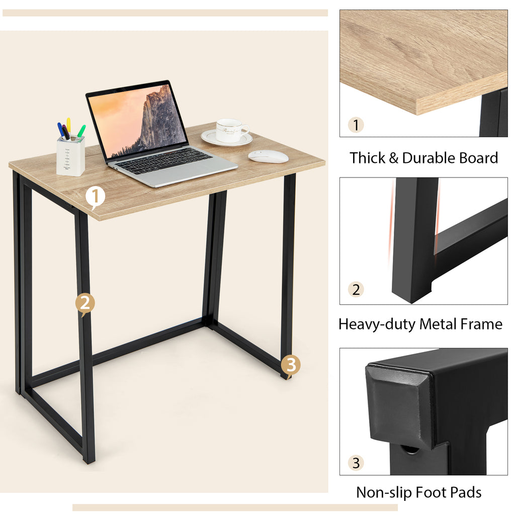 31 Inch Folding Computer Desk for Home Office - Natural