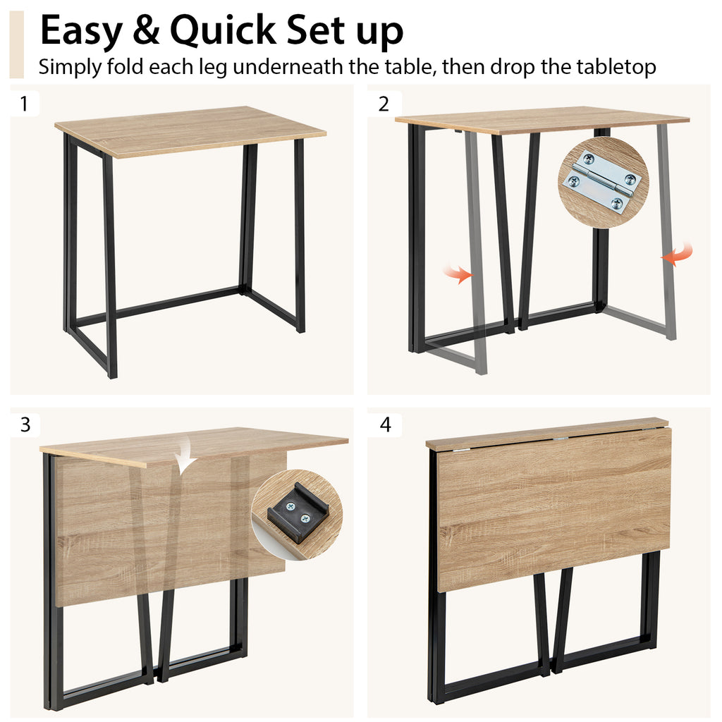 31 Inch Folding Computer Desk for Home Office - Natural