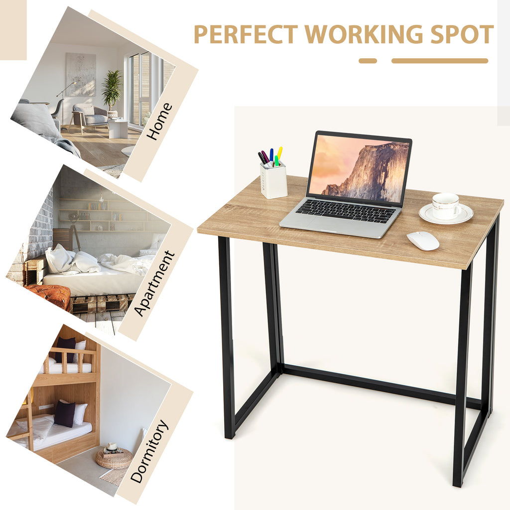 31 Inch Folding Computer Desk for Home Office - Natural