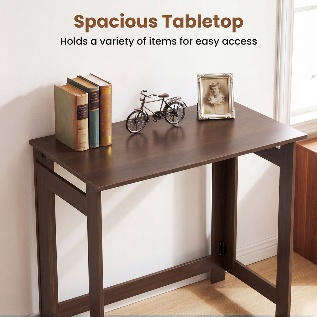 Folding Console Table with Foldable Legs, Brown
