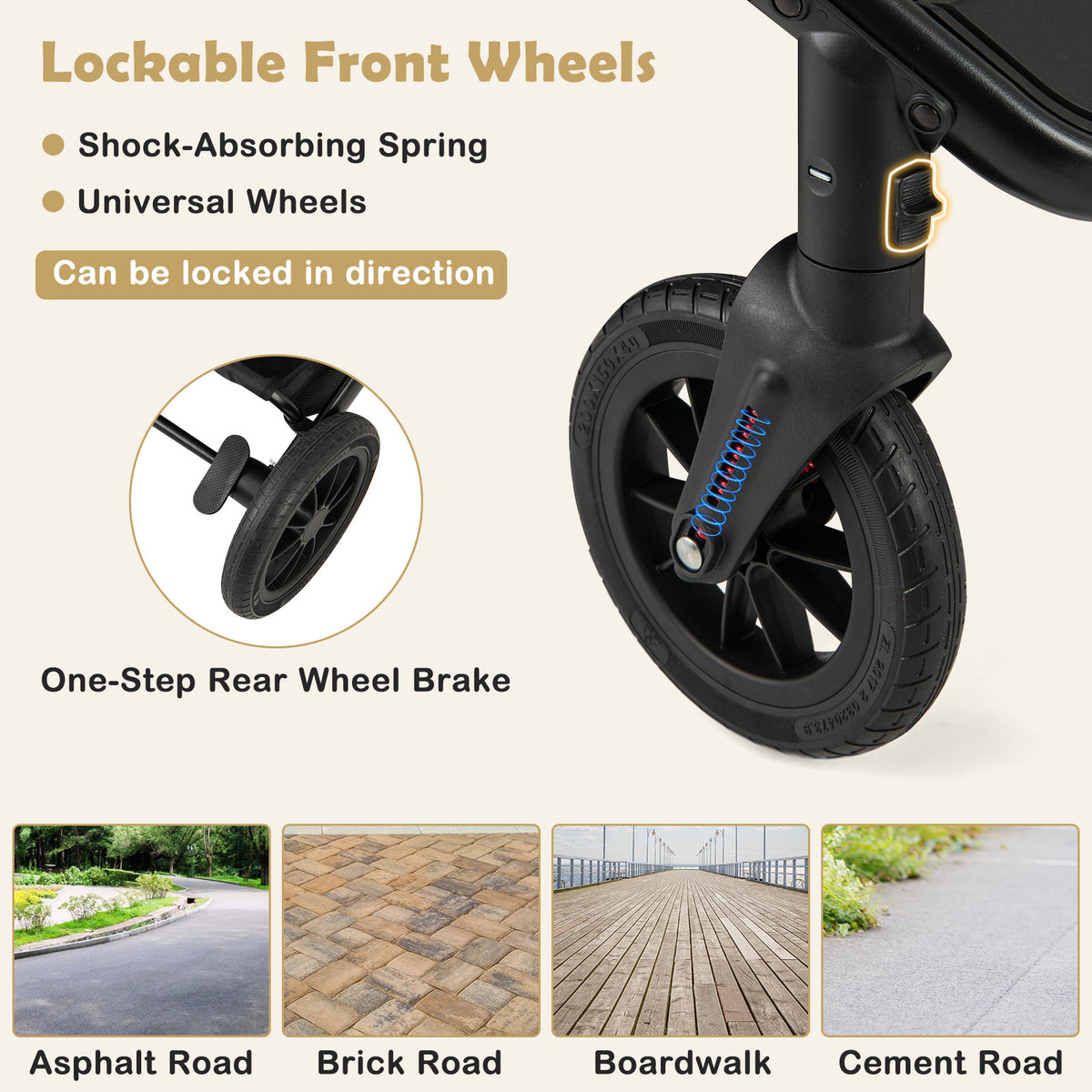 Costway 3-in-1 Folding Baby Stroller with Detachable Bassinet - Black