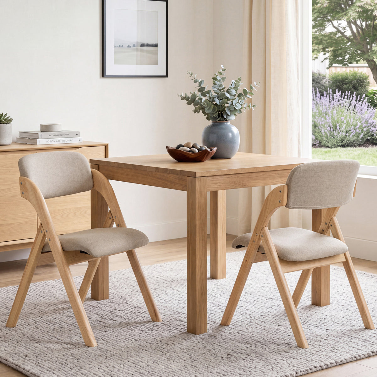 Folding Dining Chairs with Cushion, Set of 2