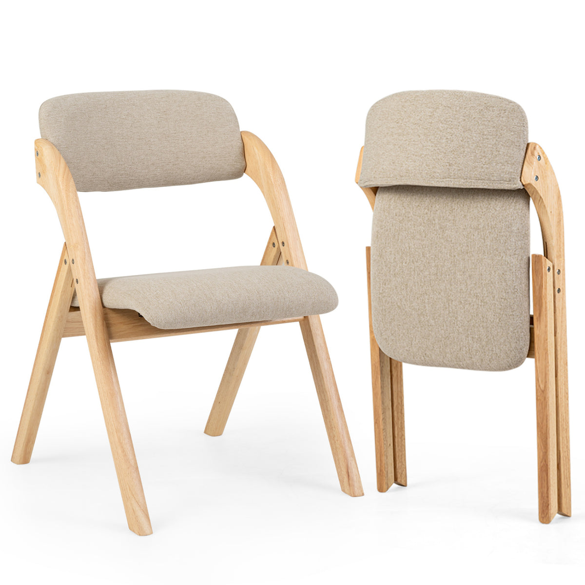 Folding Dining Chairs with Cushion - 2 Pieces