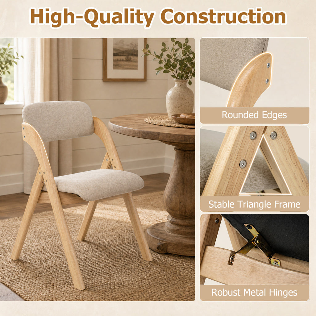 Folding Dining Chairs with Cushion, Set of 2