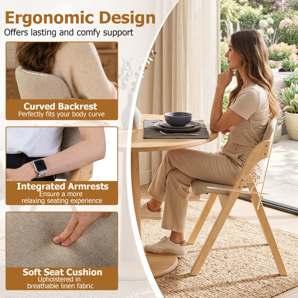 Folding Dining Chairs with Cushion, Set of 2