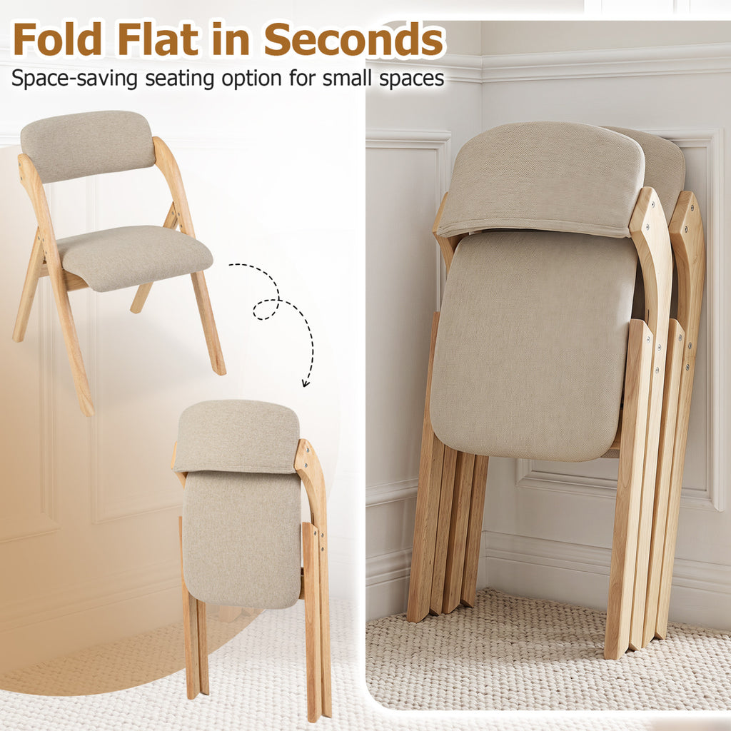 Folding Dining Chairs with Cushion, Set of 2