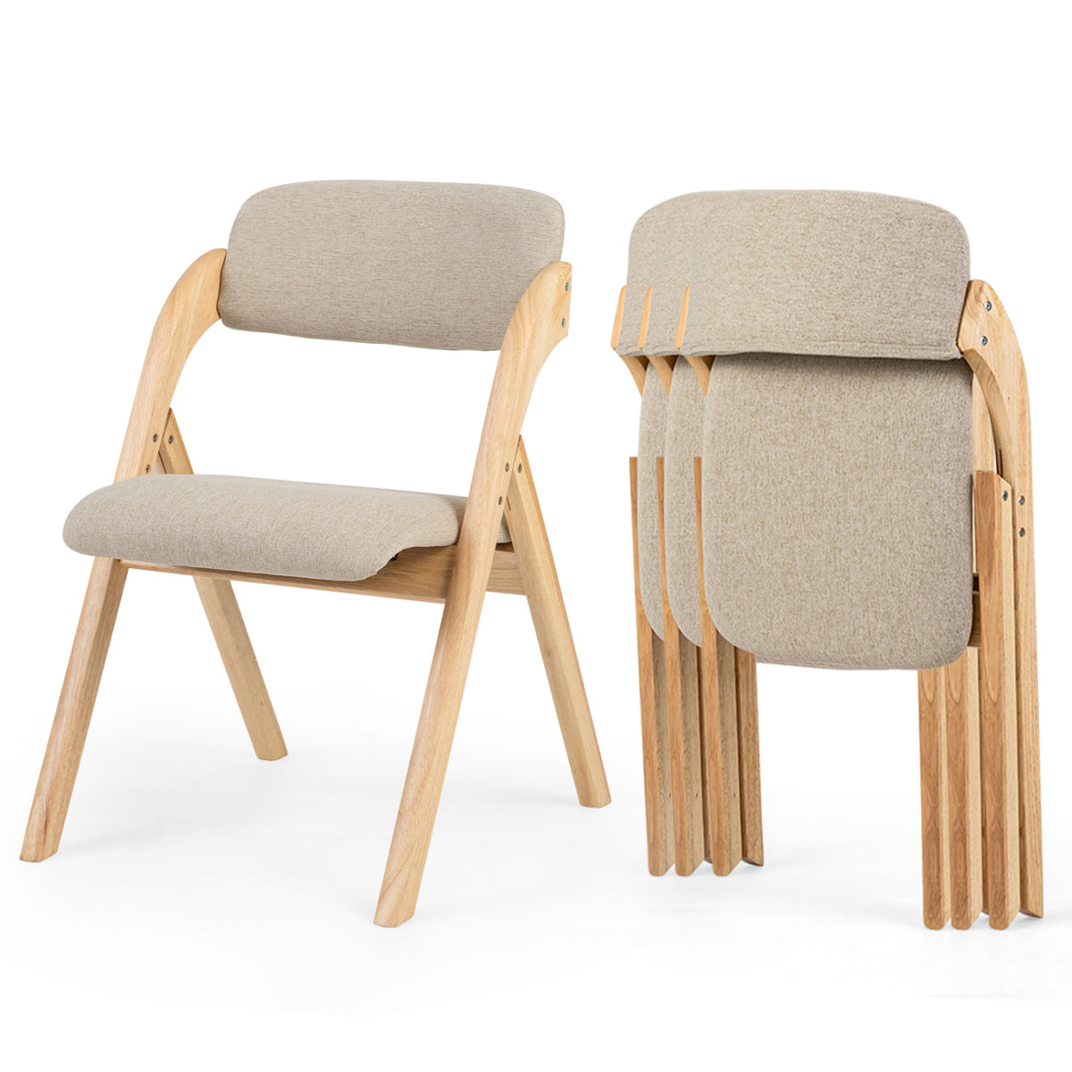 Folding Dining Chairs with Cushion - 2 Pieces