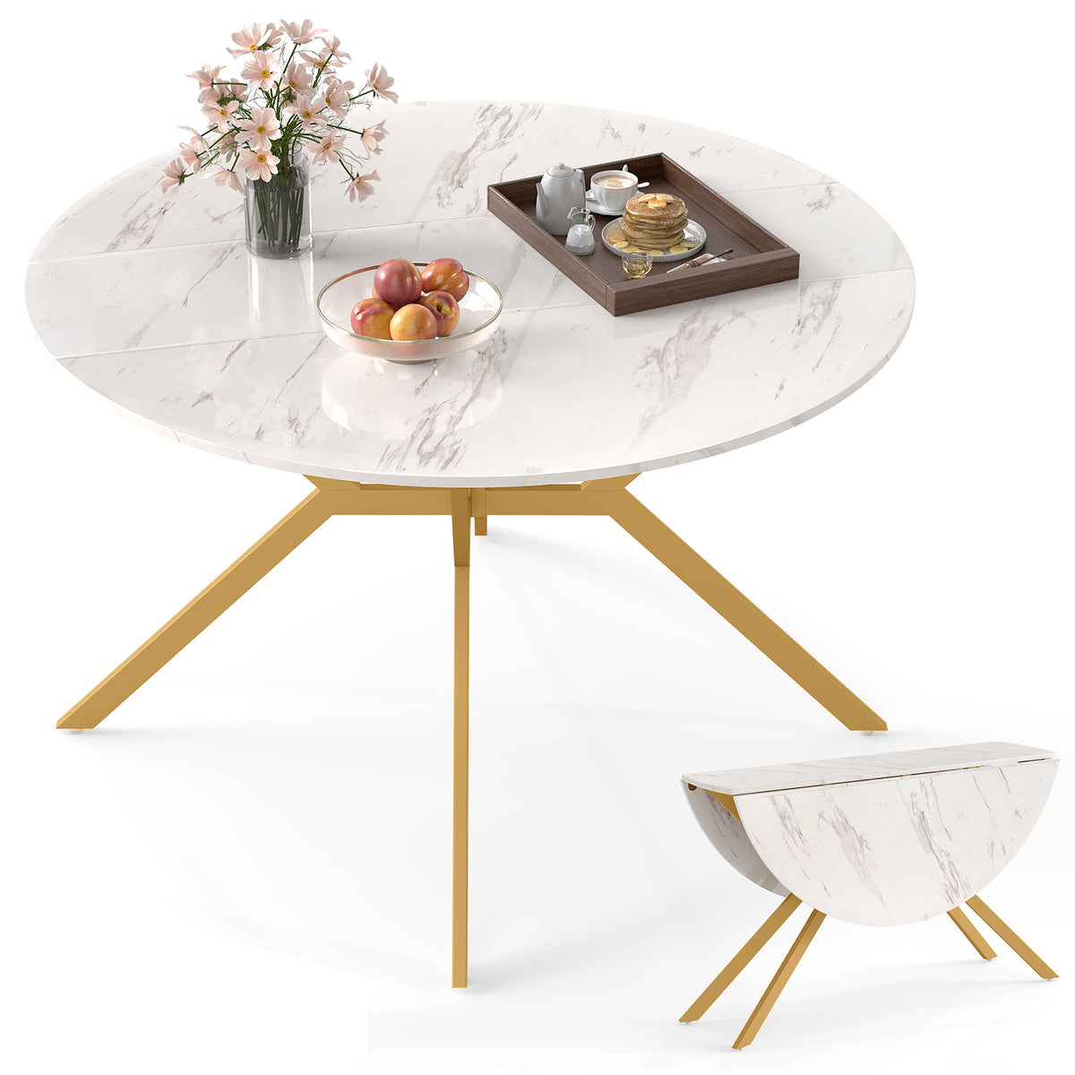 35.5" Drop Leaf Dining Table for Small Spaces - Walnut