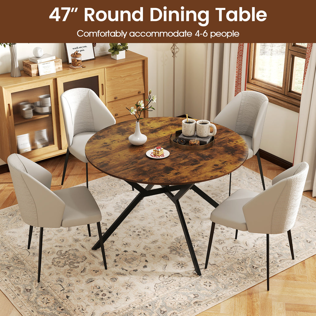 47 Inch Round Folding Dining Table with Drop Leaves, Rustic Brown