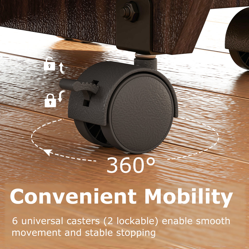 3-in-1 Folding Dining Table with Storage & Wheels - 69 Inch, Walnut