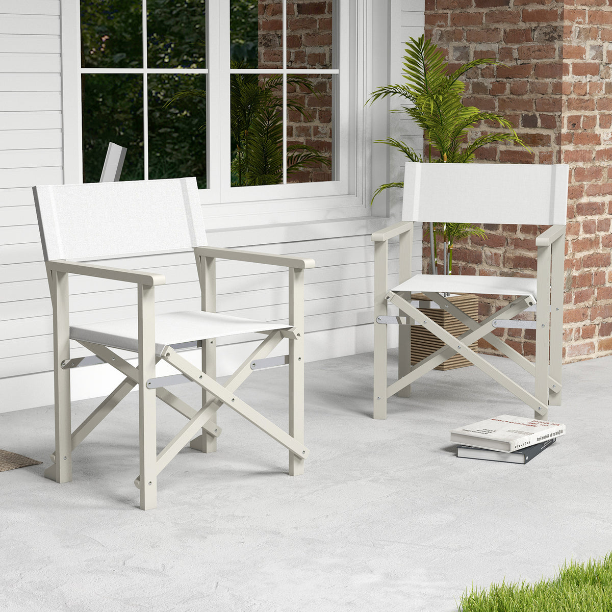 Folding Director Chair with Acacia Wood Frame and Machine Washable
