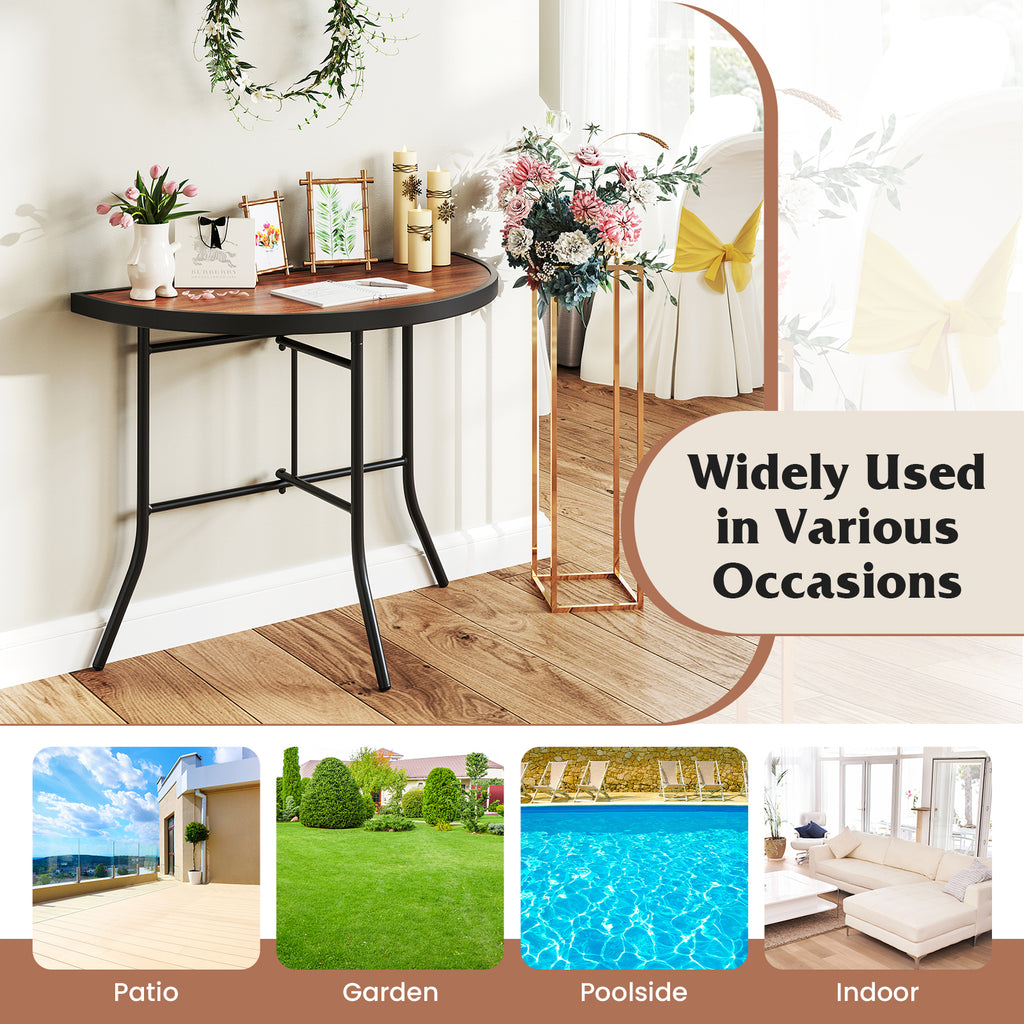 Half-Round Folding Event Table, 35.5" x 35.5" - Metal Frame