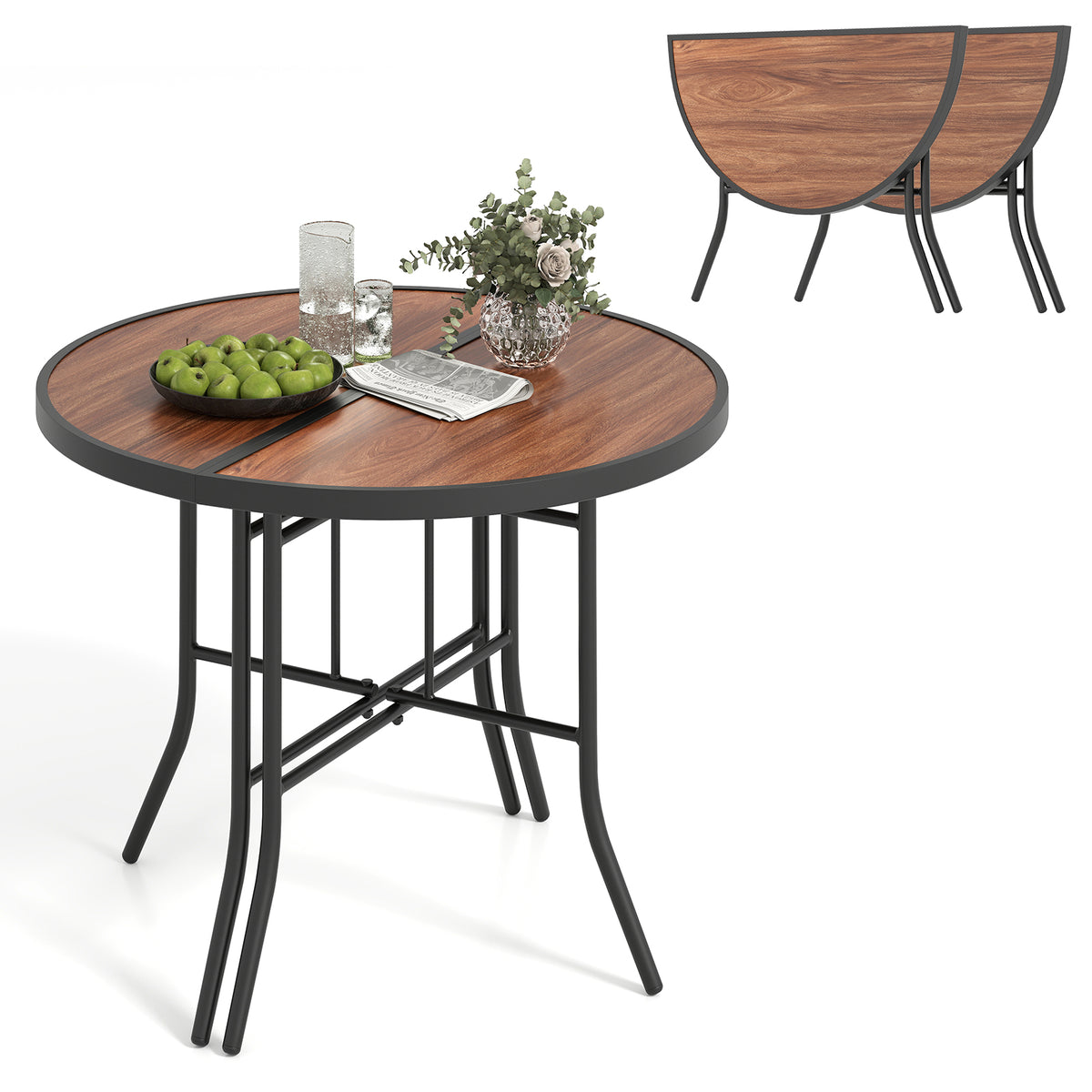 Half-Round Folding Event Table, 35.5" x 35.5" - Metal Frame