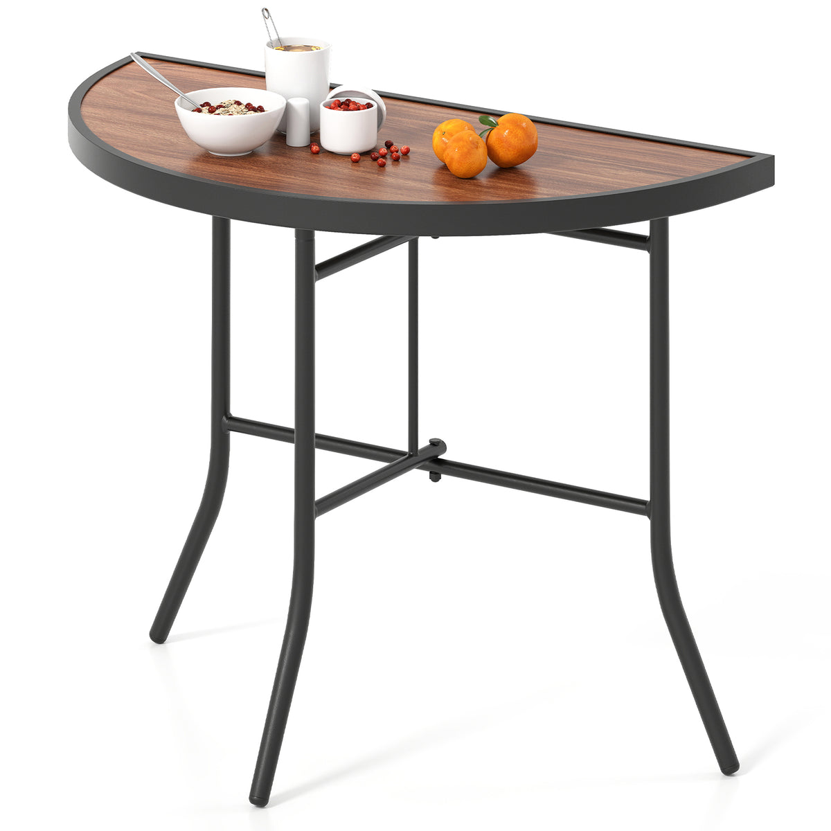 Half-Round Folding Event Table, 35.5" x 35.5" - Metal Frame