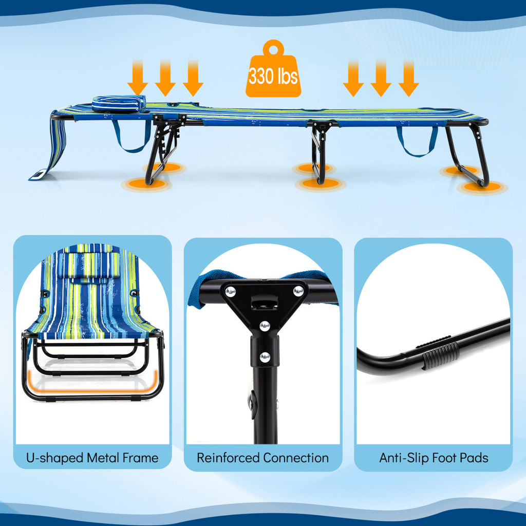 Folding Face Down Tanning Chair with Hole 3 Removable Pillows