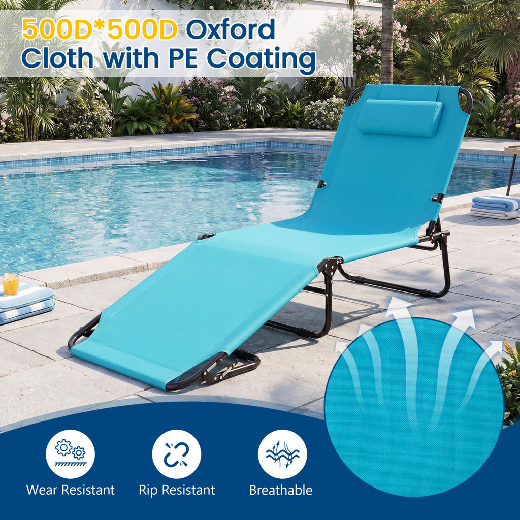 Folding Face Down Tanning Chair with Hole 3 Removable Pillows