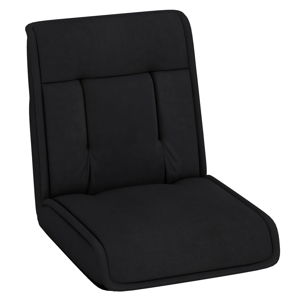 Folding Floor Chair 14-Position Adjustable Backrest - Black