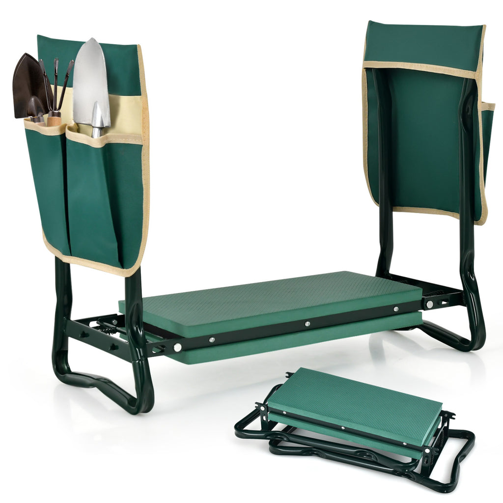 Folding Garden Kneeler and Seat Bench with Tool Pouches