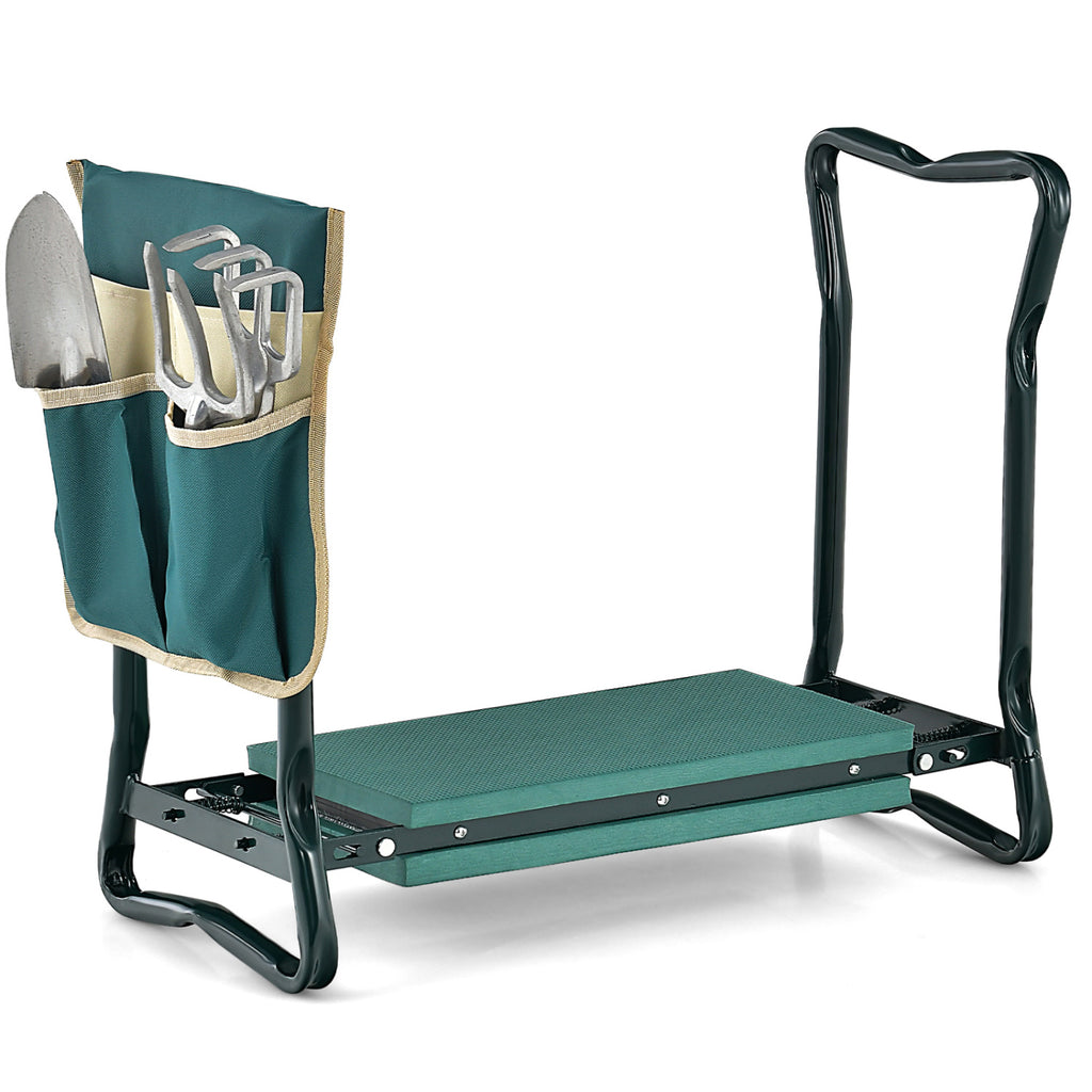 Folding Garden Kneeler and Seat Bench with Tool Pouches