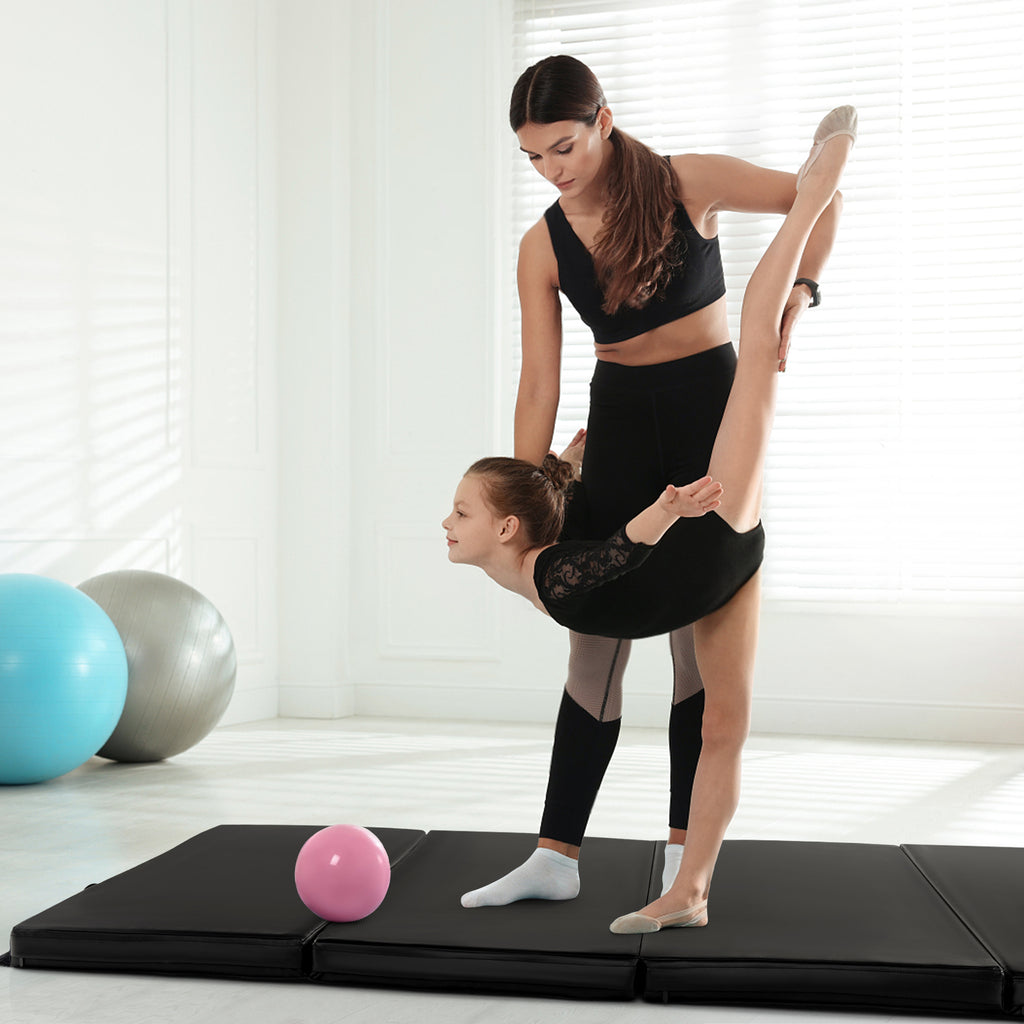 Pink 8x4 ft Folding Gymnastics Mat with Carry Handles & Detachable PU Cover