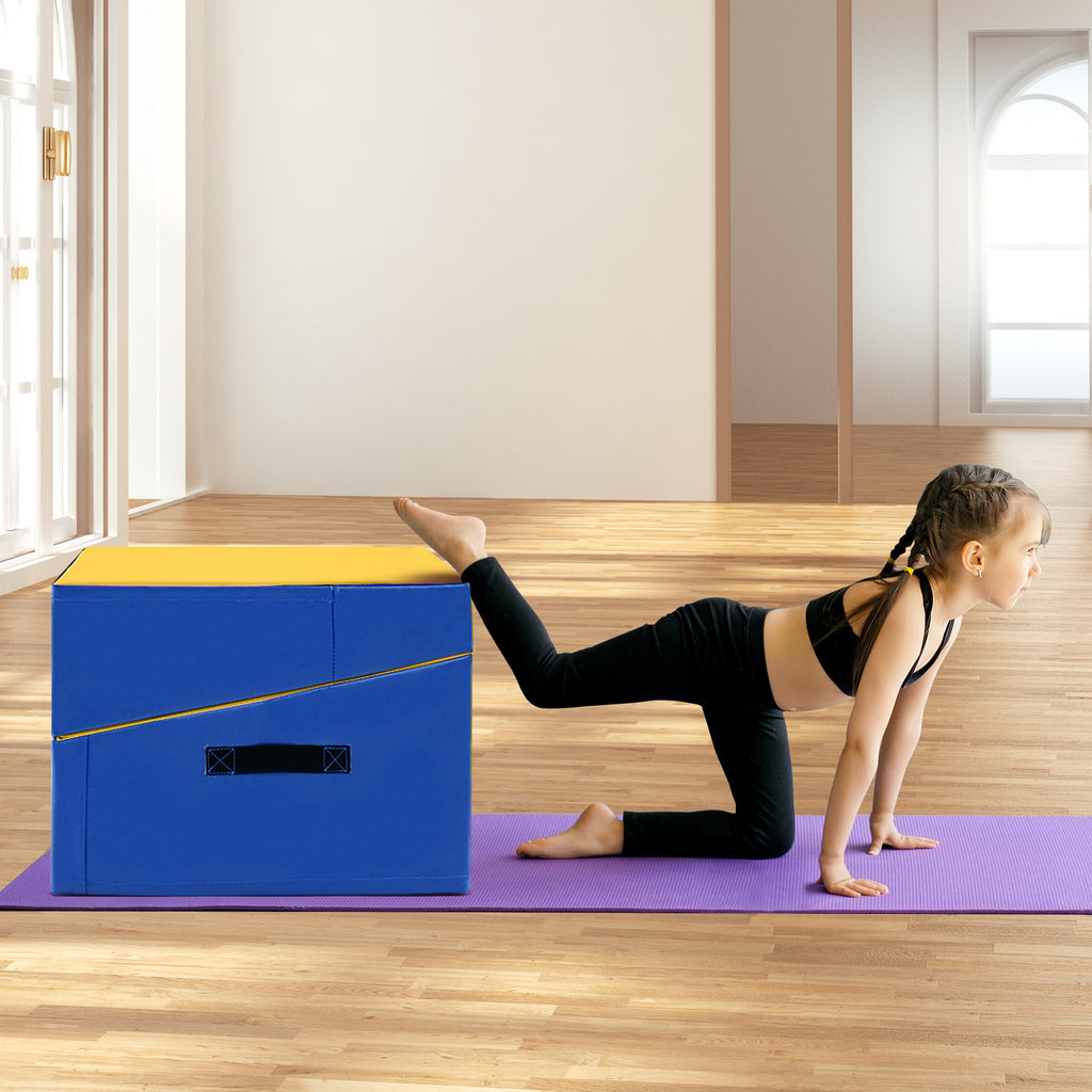 Yellow Folding Incline Gymnastics Tumbling Mat with EPE Foam 23.5 Inches