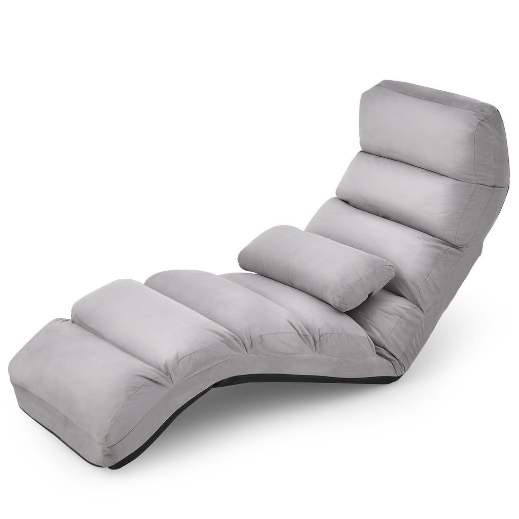 Folding Lazy Sofa Couch with Pillow - Gray