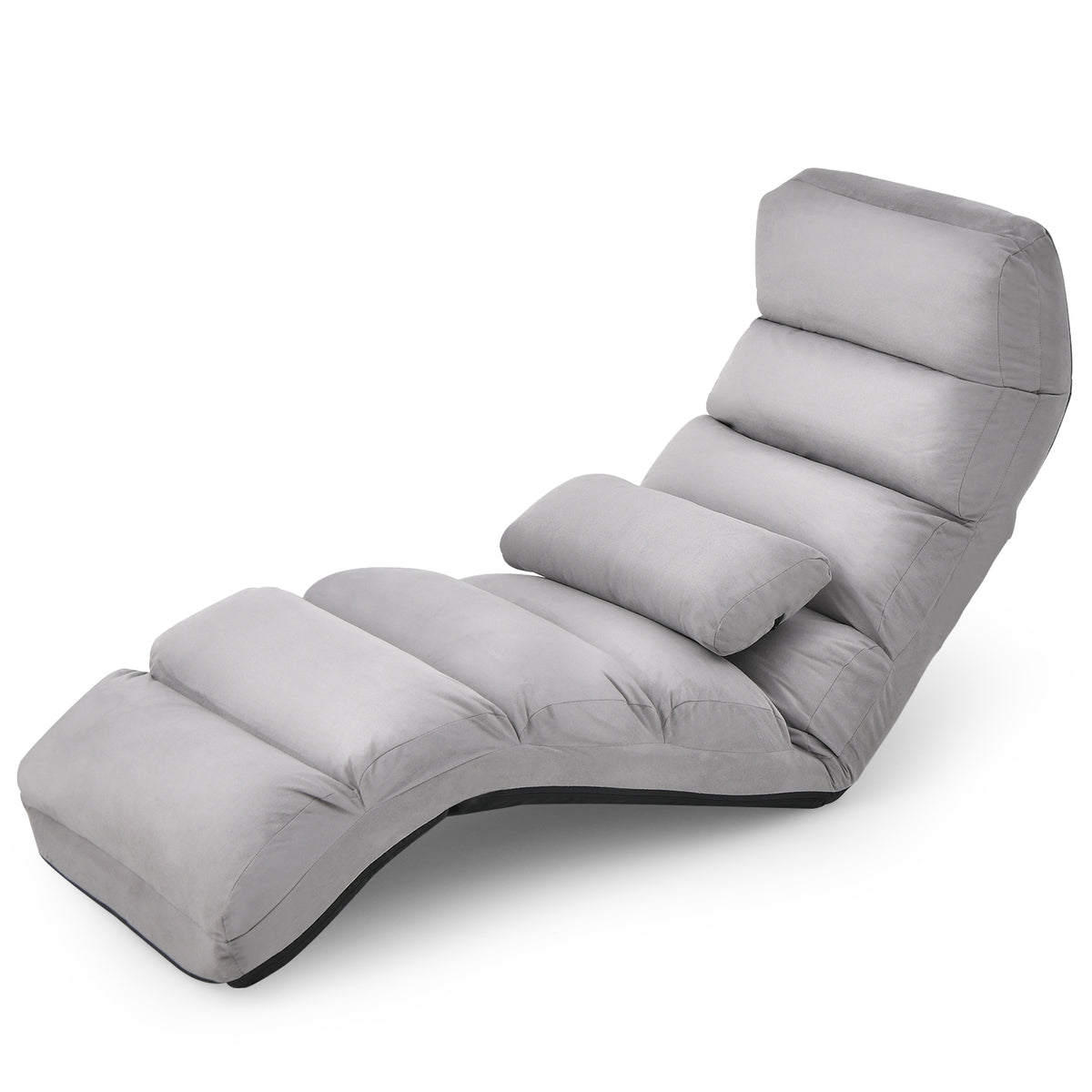Folding Lazy Sofa Couch with Pillow - Gray