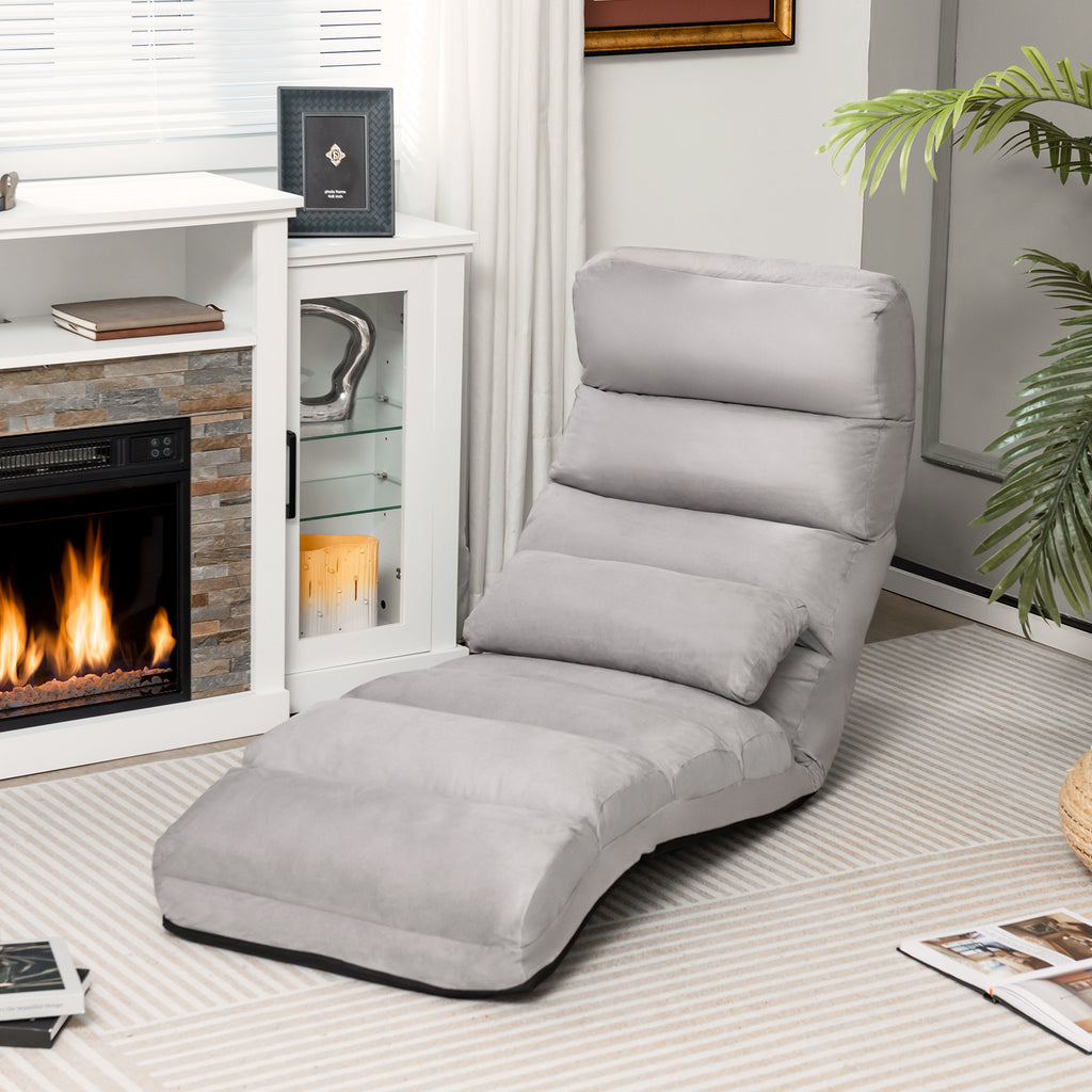 Folding Lazy Sofa Couch with Pillow - Gray