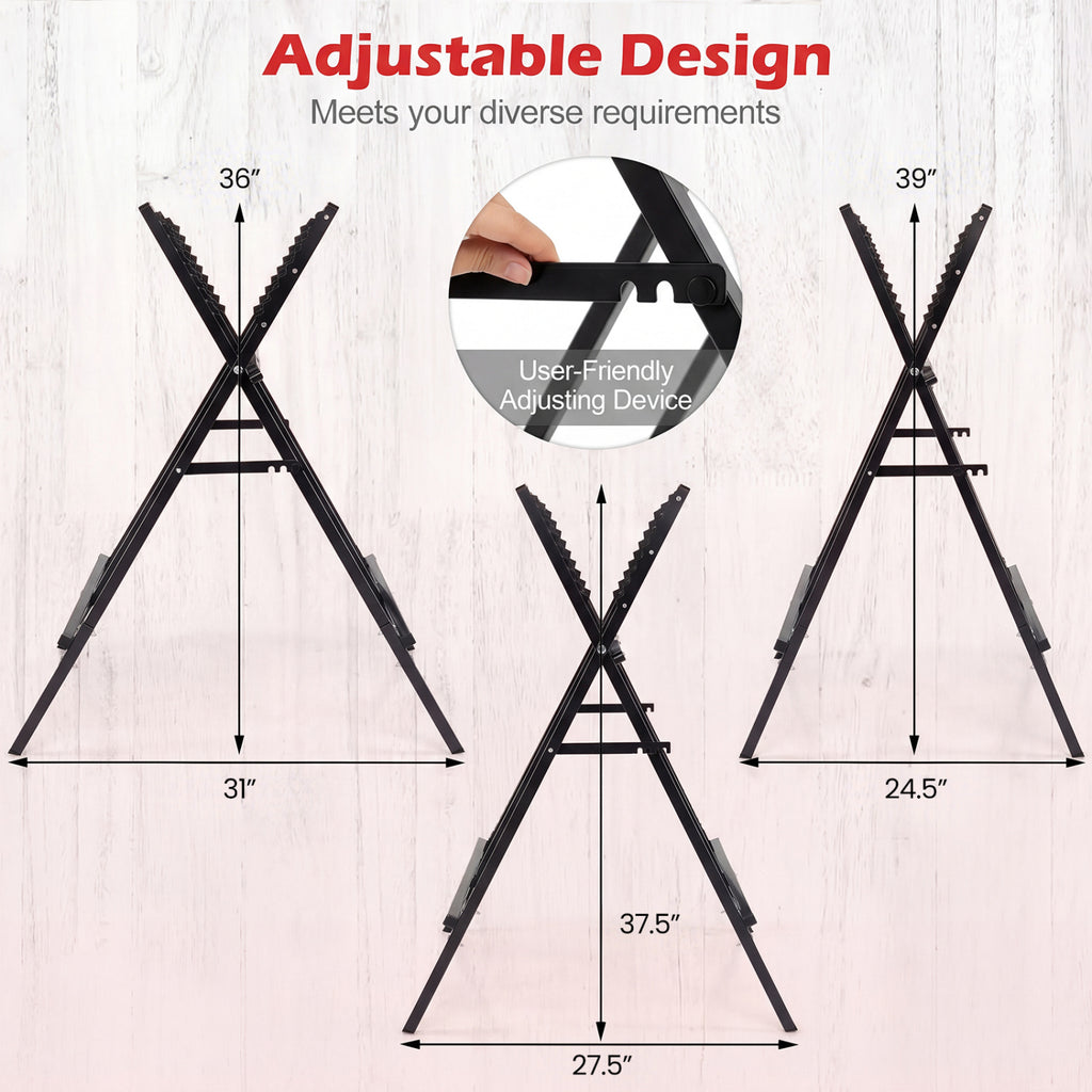 Folding Log Saw Horse with Anti-Slip Sawteeth and Non-Slip Foot Pads