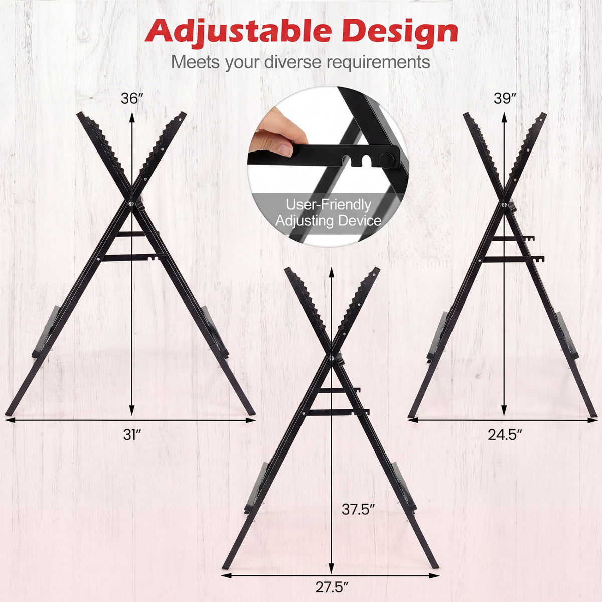 Folding Log Saw Horse with Anti-Slip Sawteeth and Non-Slip Foot Pads