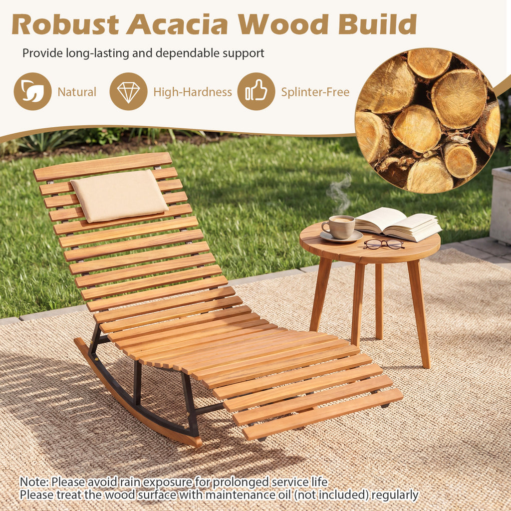 Folding Patio Lounge Chair with Double-Sided Cushioned Seat