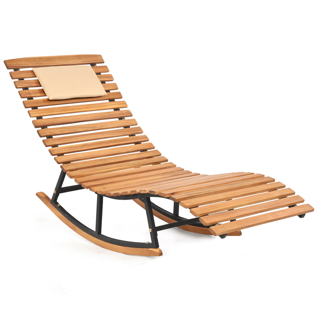 Folding Patio Lounge Chair with Double-Sided Cushioned Seat