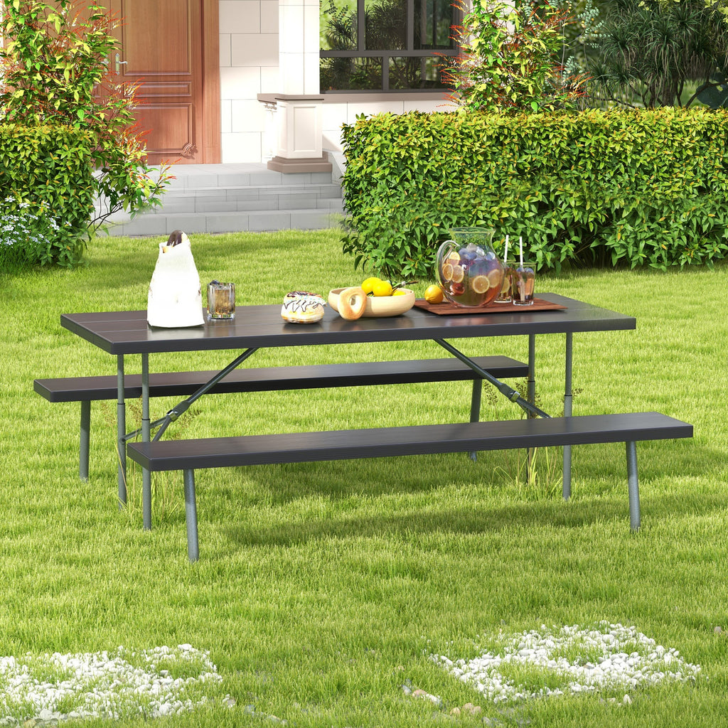 Folding Picnic Table 29" x 72" with Umbrella Hole - Black