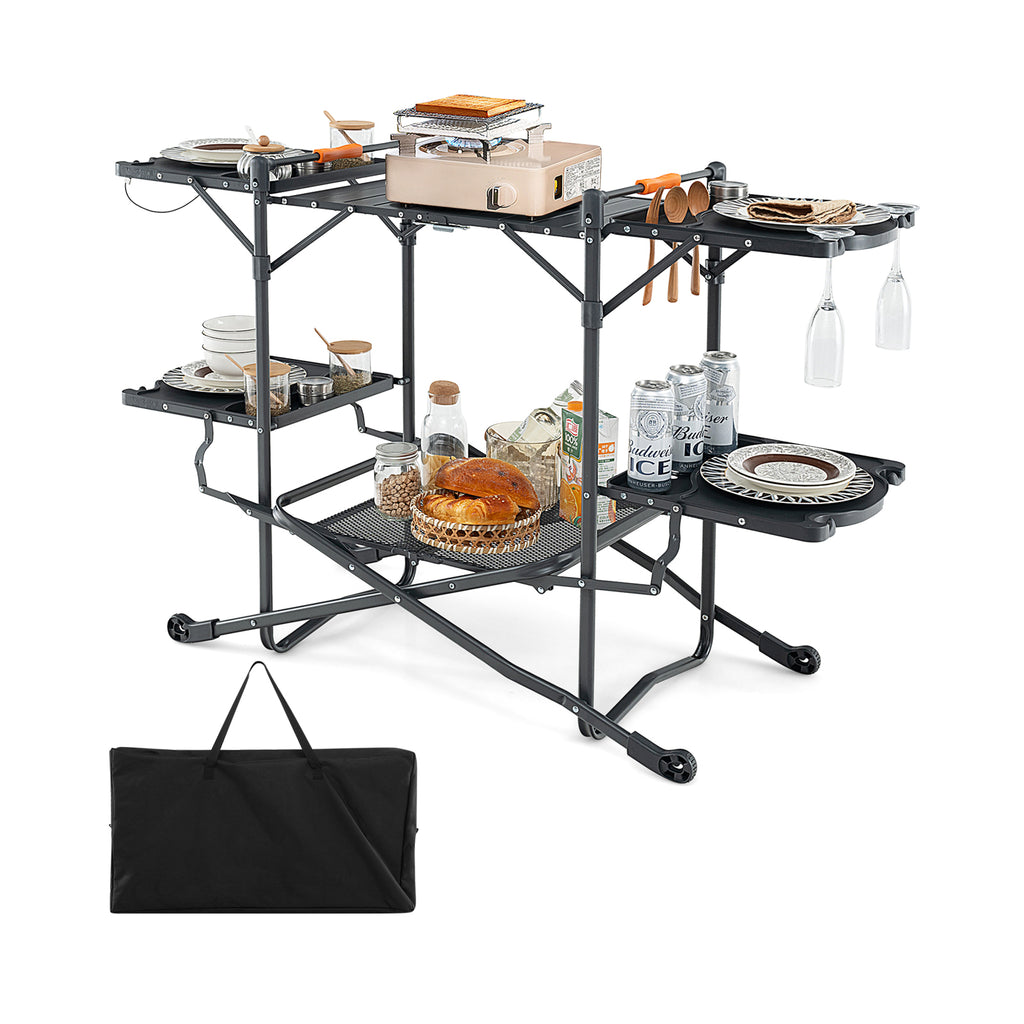 Folding Portable Outdoor Cook Station with Heat-Resistant Aluminum