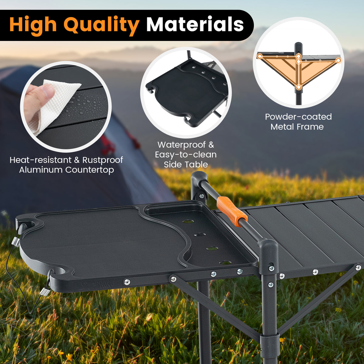 Folding Portable Outdoor Cook Station with Heat-Resistant Aluminum