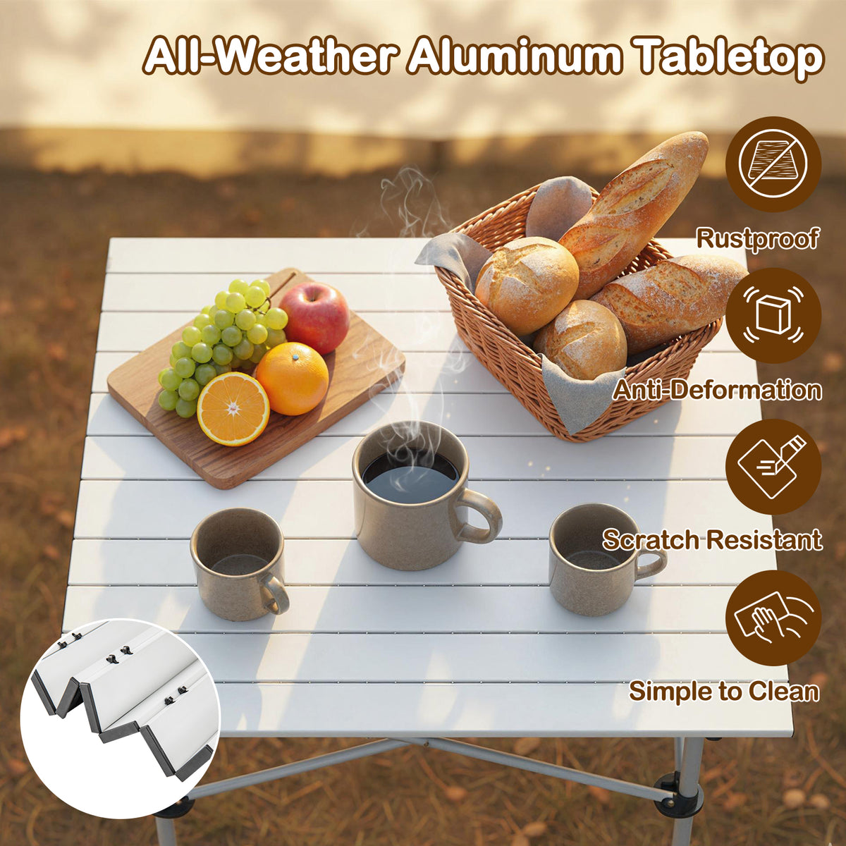 Folding Camping Table with Metal Legs - Silver